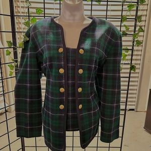 Leslie Fay Green and Navy plaid coat